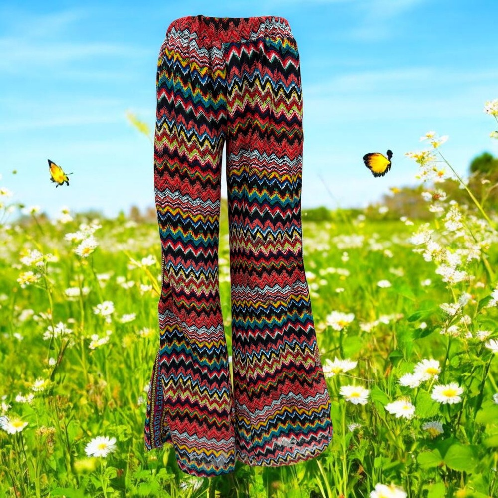 Urban Mangoz Boho Flare Pants Festival Coachella Y2K Hippie Wide Legs Retros Y2K